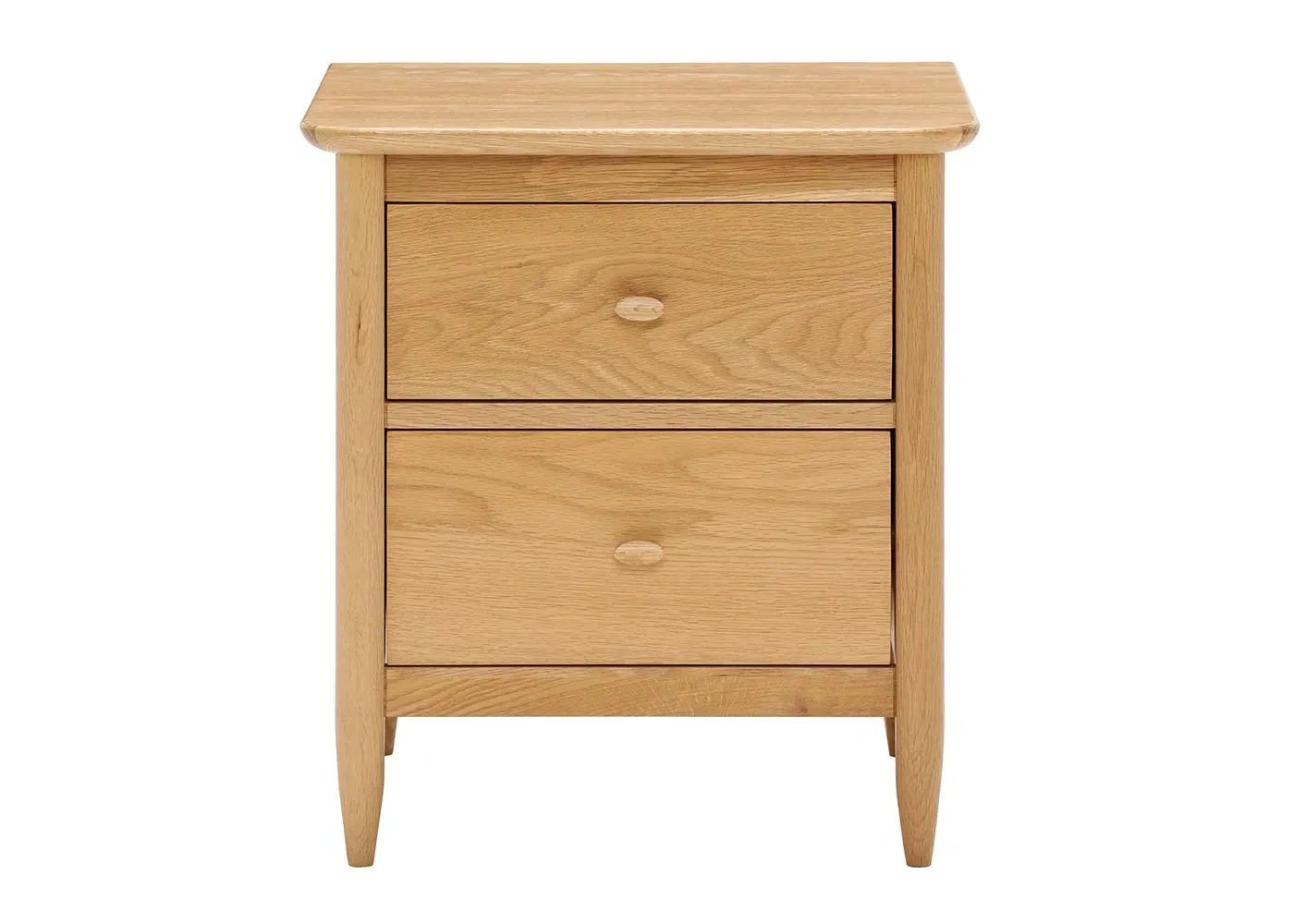 Bedside Table with 2 Drawers - Light Wood, Oak image