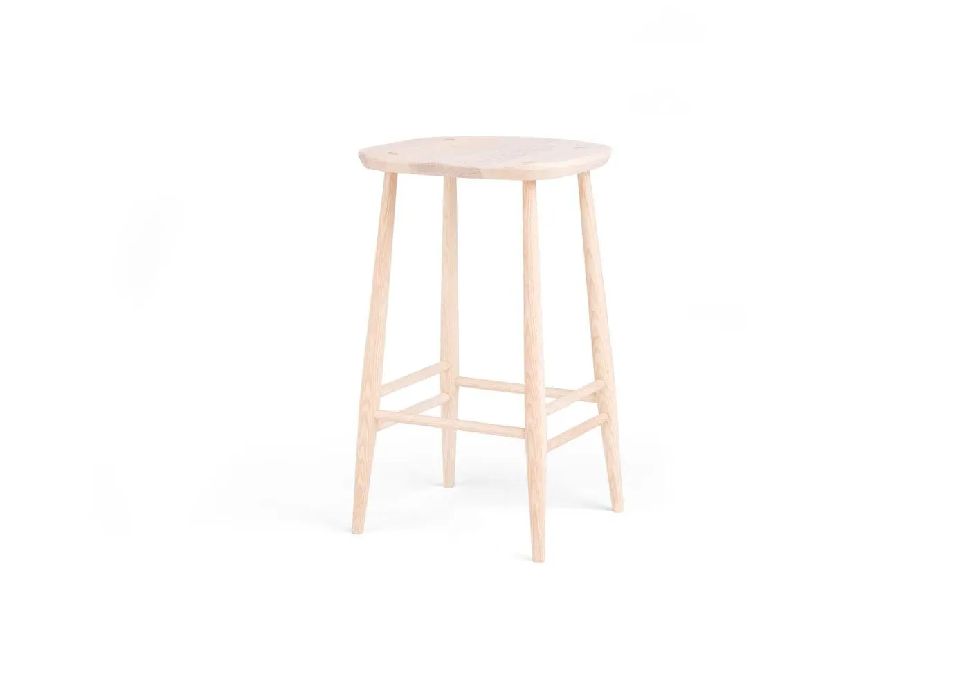 Counter Stool with Curved Seat - Light Wood, Ash image
