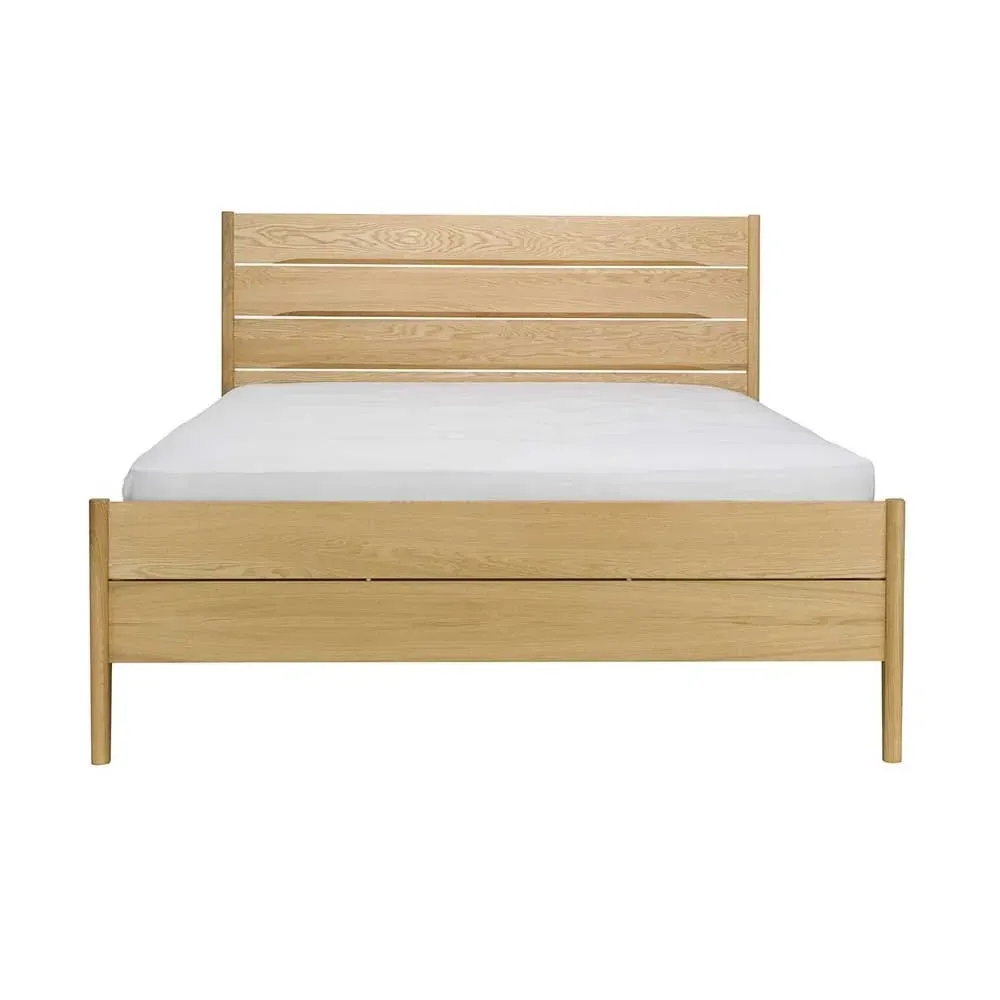 Double Bed with Panelled Headboard - Oak image