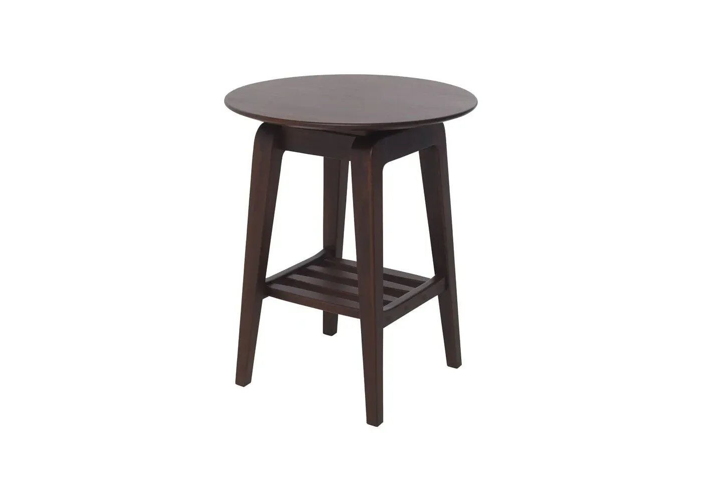 Round Side Table with Shelf - Dark Wood image