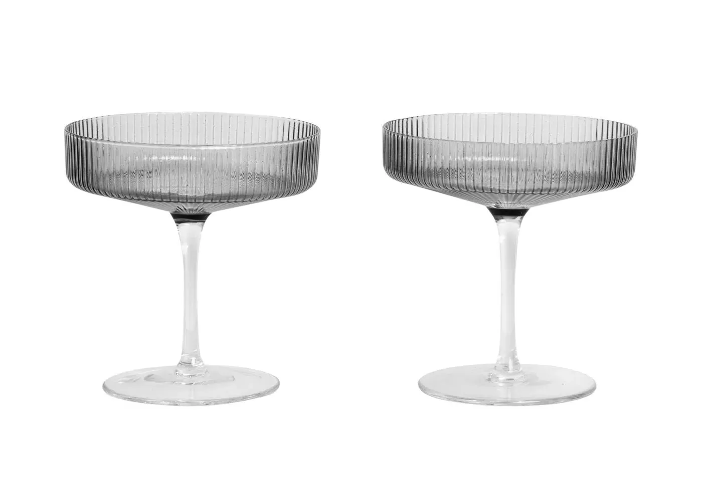 Champagne Saucer Set of 2 - Smoked Grey, Glass