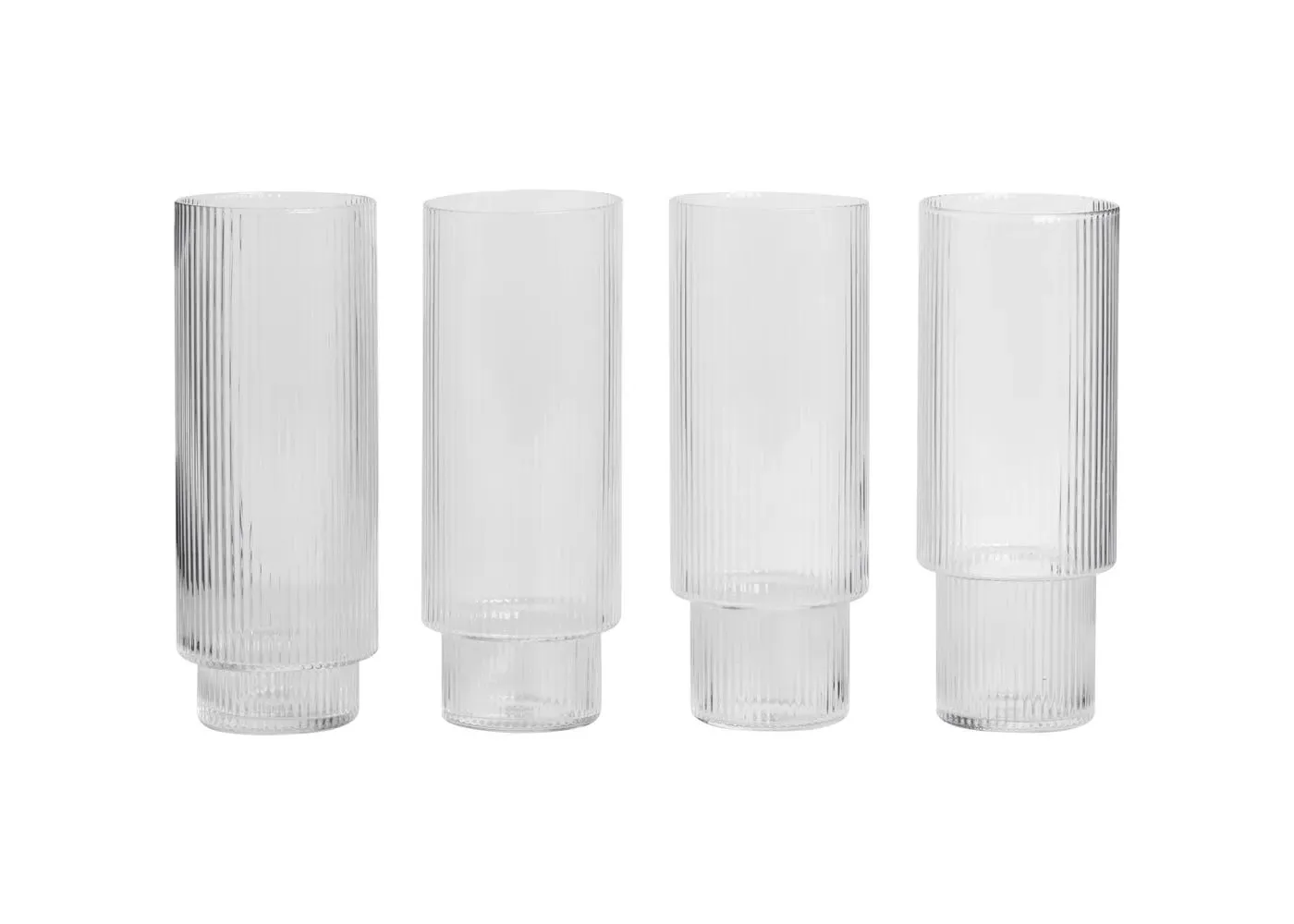Long Drink Glasses Set of 4 - Clear Glass