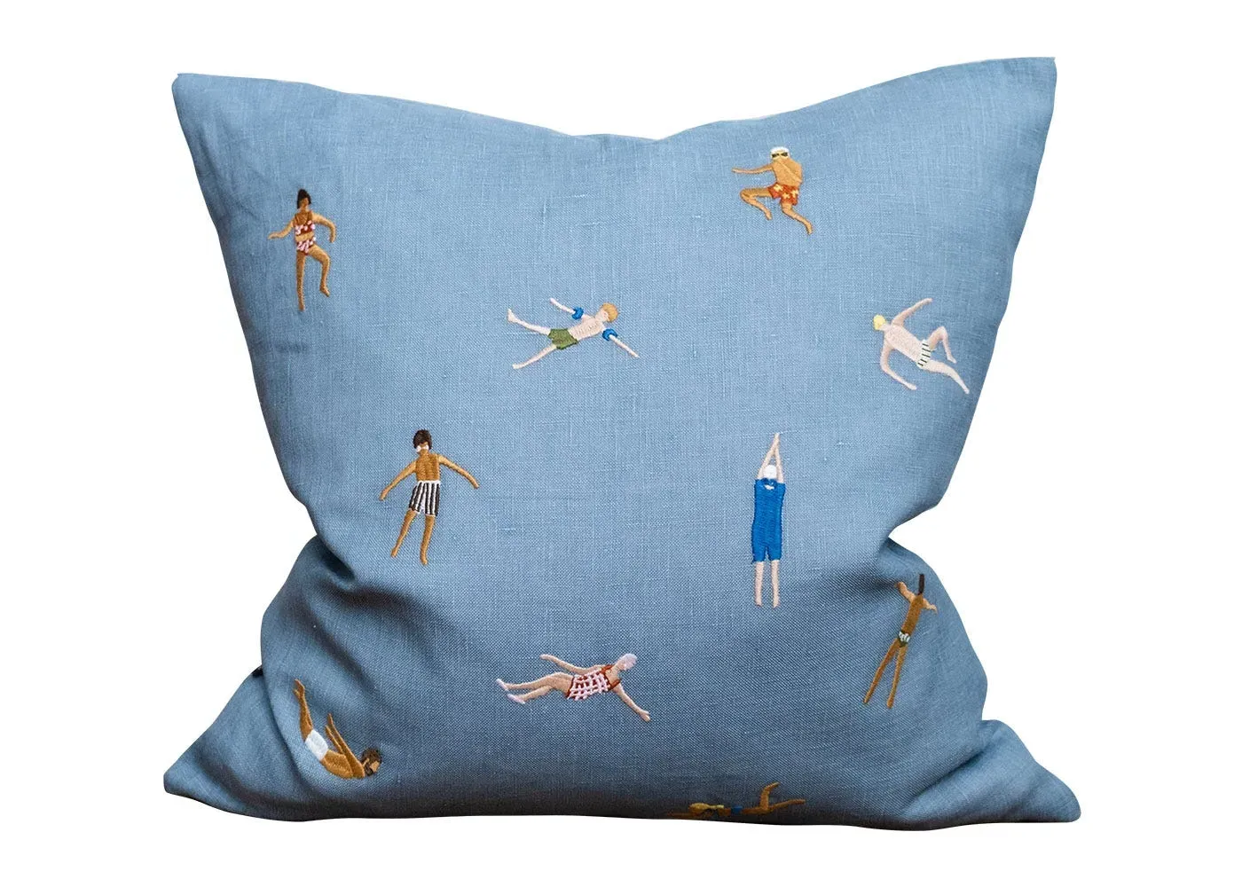 Square Cushion with Embroidery - Blue image