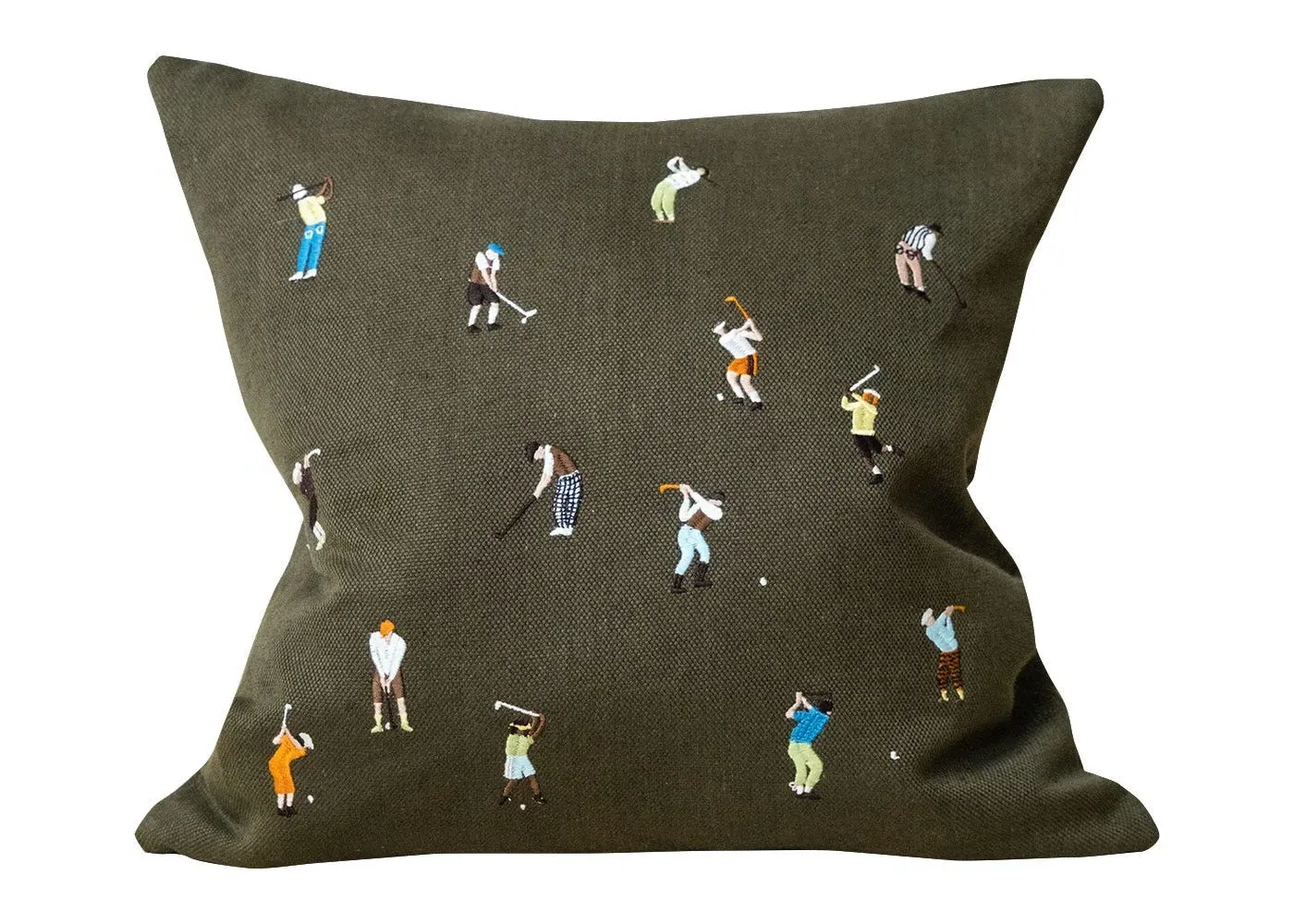 Square Cushion with Embroidery - Green image