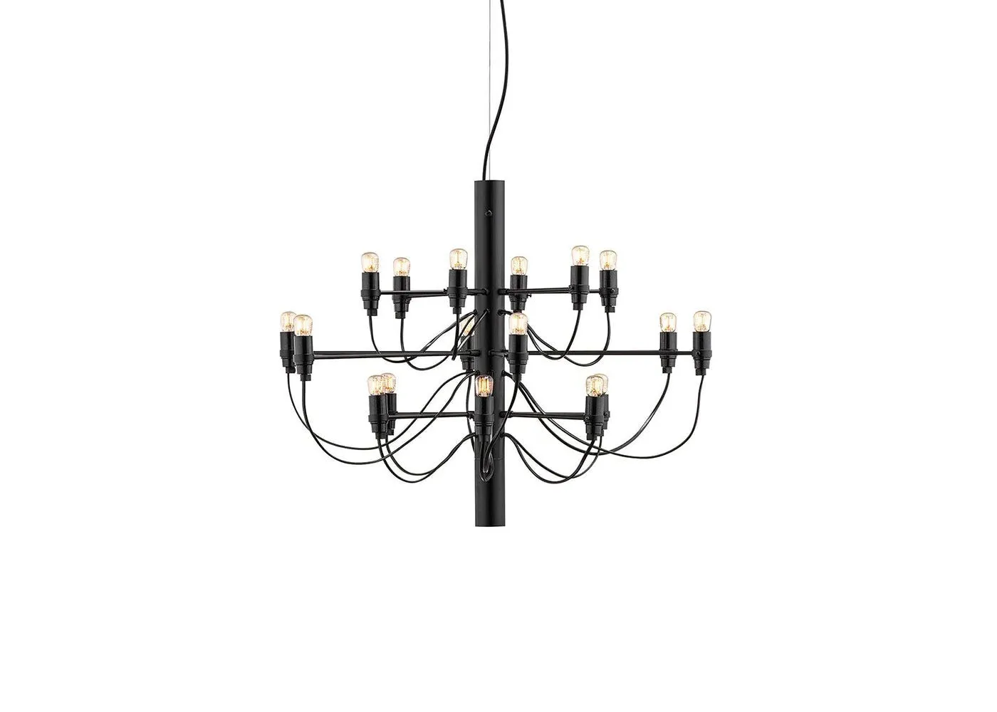 18-Arm Chandelier with Clear Bulbs - Black image