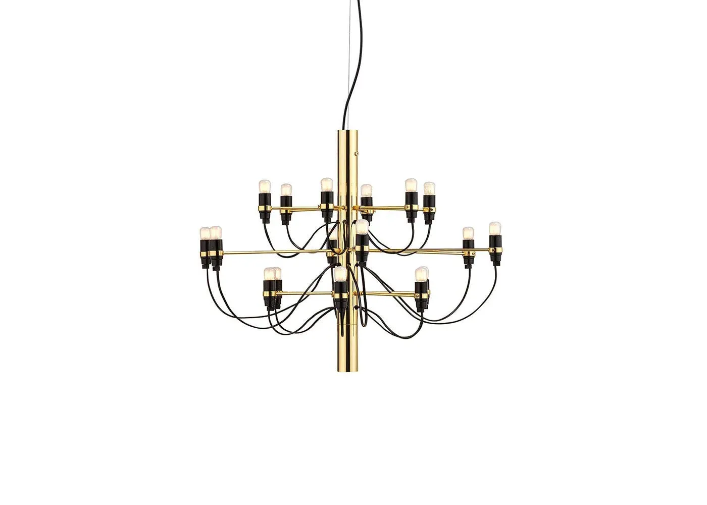 18-Arm Chandelier with Frosted Bulbs - Black