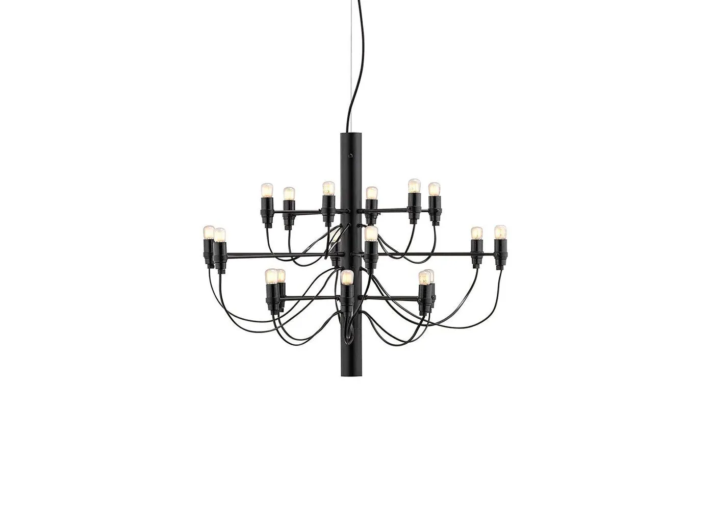 18-Arm Chandelier with Frosted Bulbs - Black