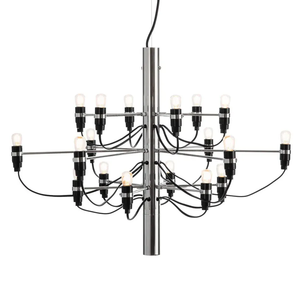 18-Arm Chandelier with Frosted Bulbs - Chrome