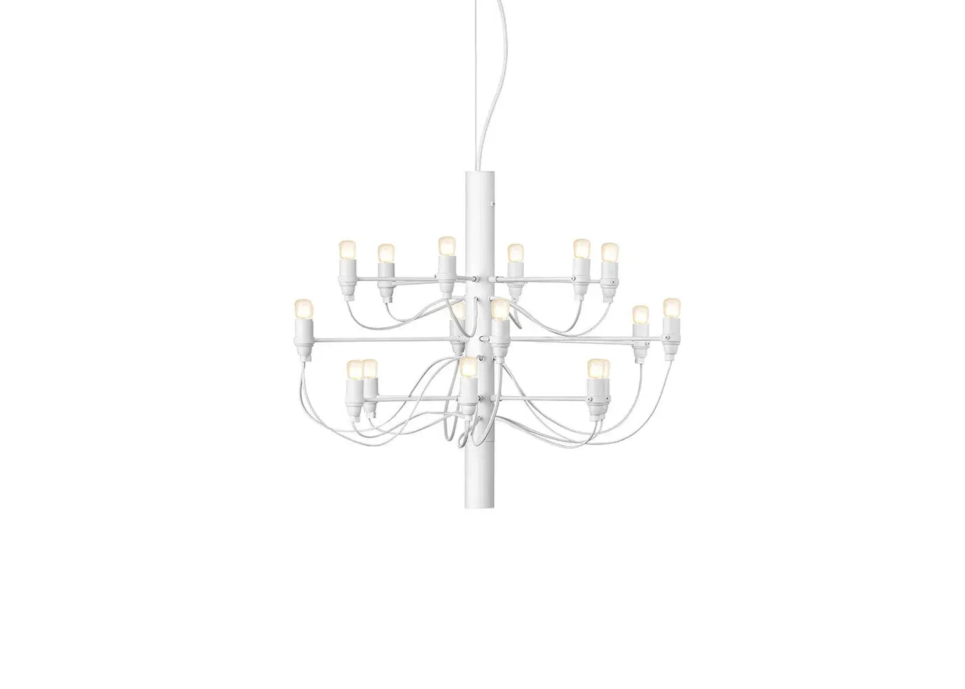 18-Light Chandelier with Frosted Bulbs - White image
