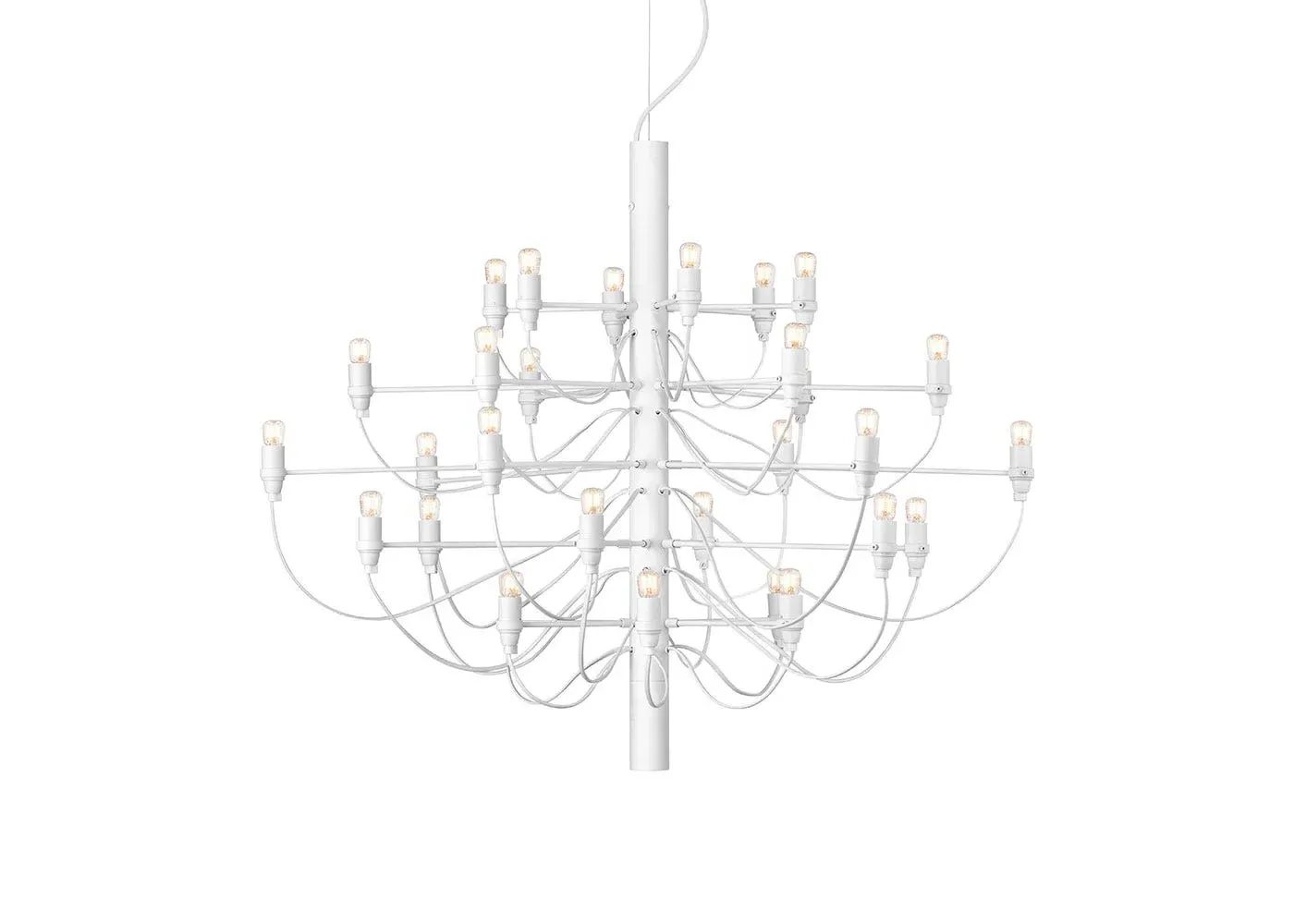 30-Light Chandelier with Clear Bulbs - White image