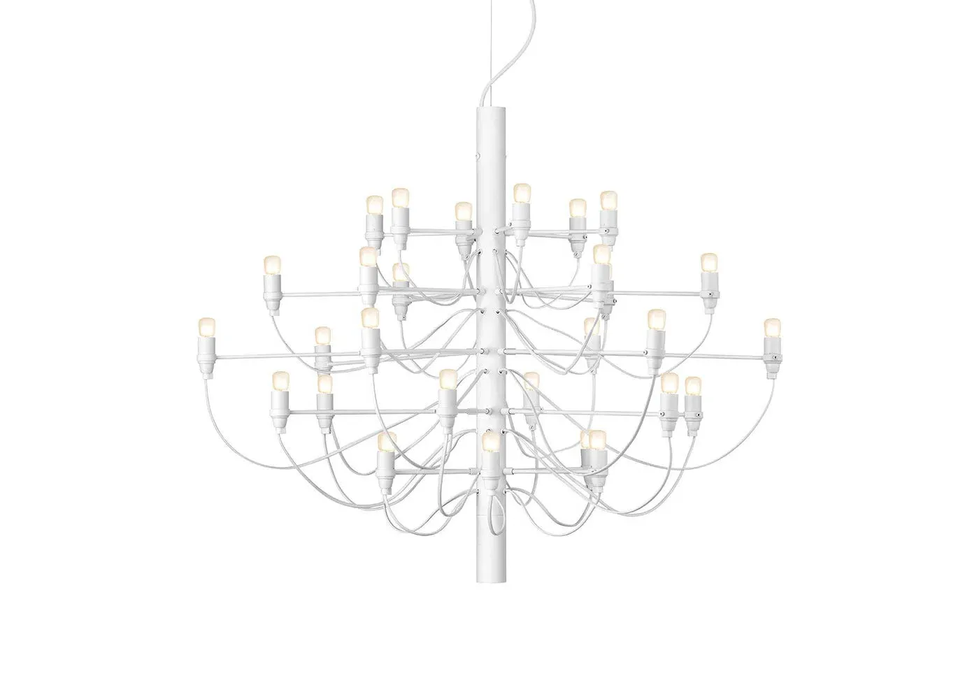 30-Light Chandelier with Frosted Bulbs - White image