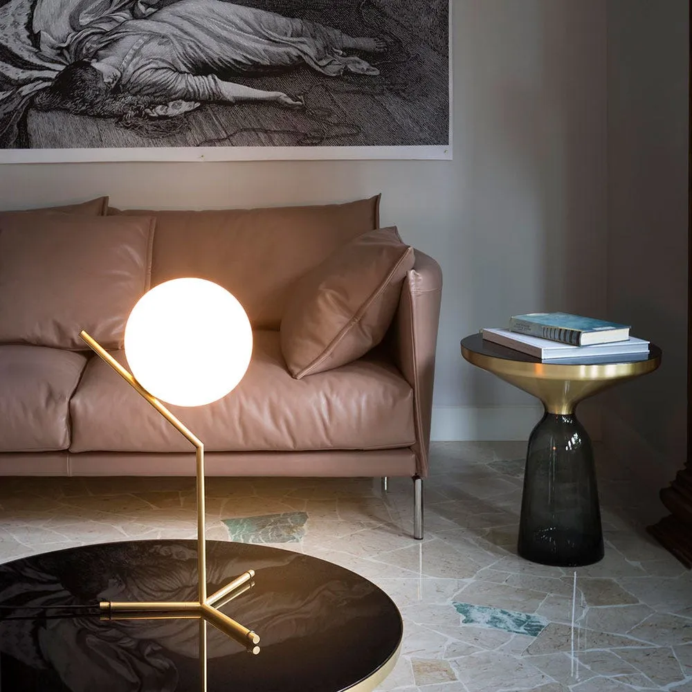 High Table Light with Glass Shade - Black