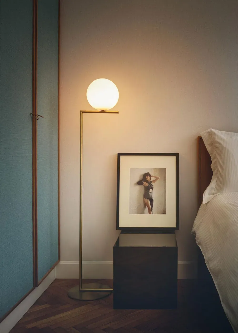 IC F2 Floor Lamp with Glass Shade - Brass, Metal