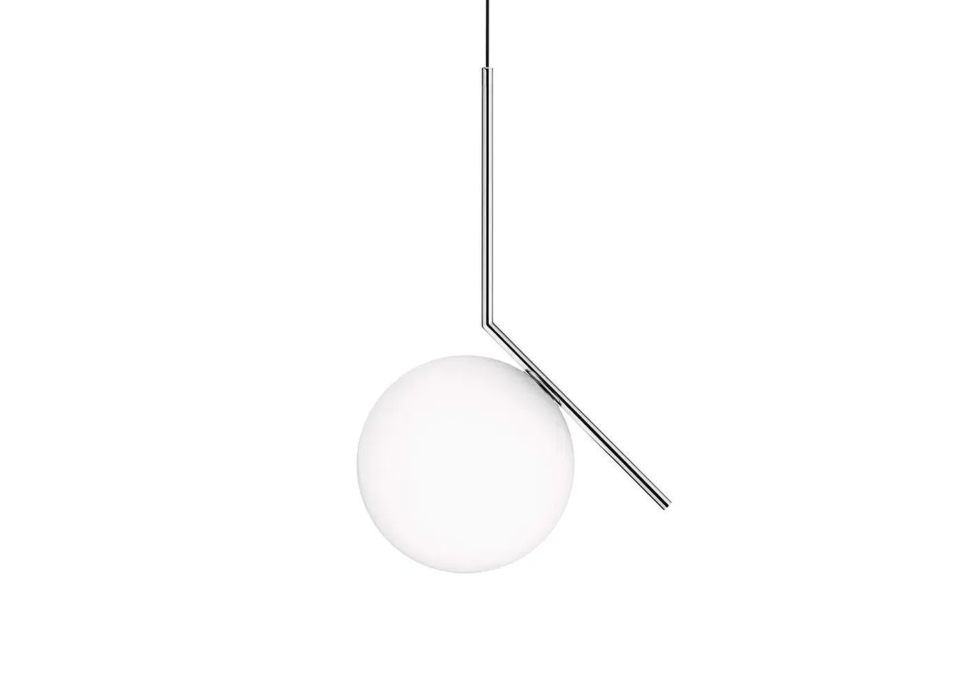 Pendant Light with Glass Shade - Chrome, Metal