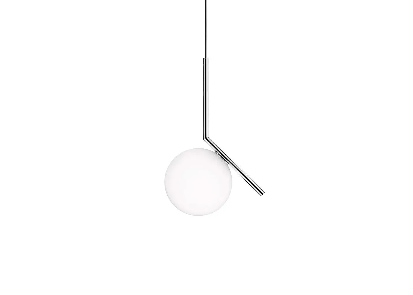 Pendant Light with Glass Shade - Chrome, Metal