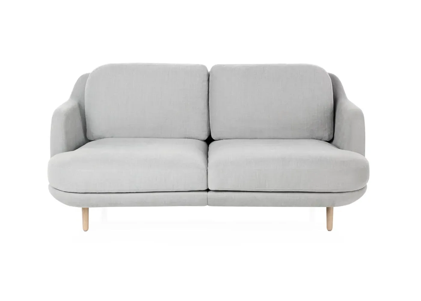 Curved Sofa with Oak Legs - Green, Fabric image