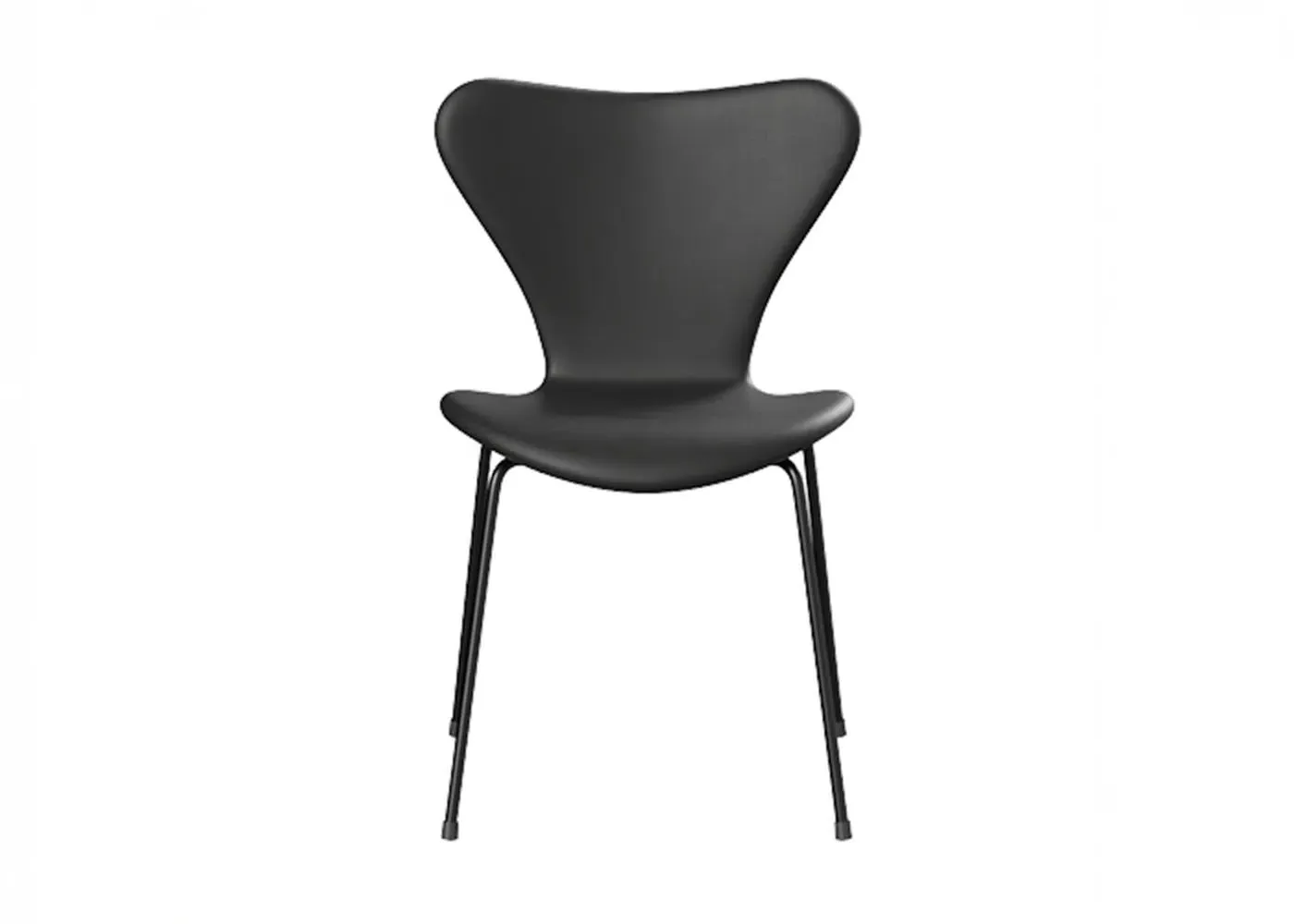 Dining Chair with Black Legs - Black, Leather