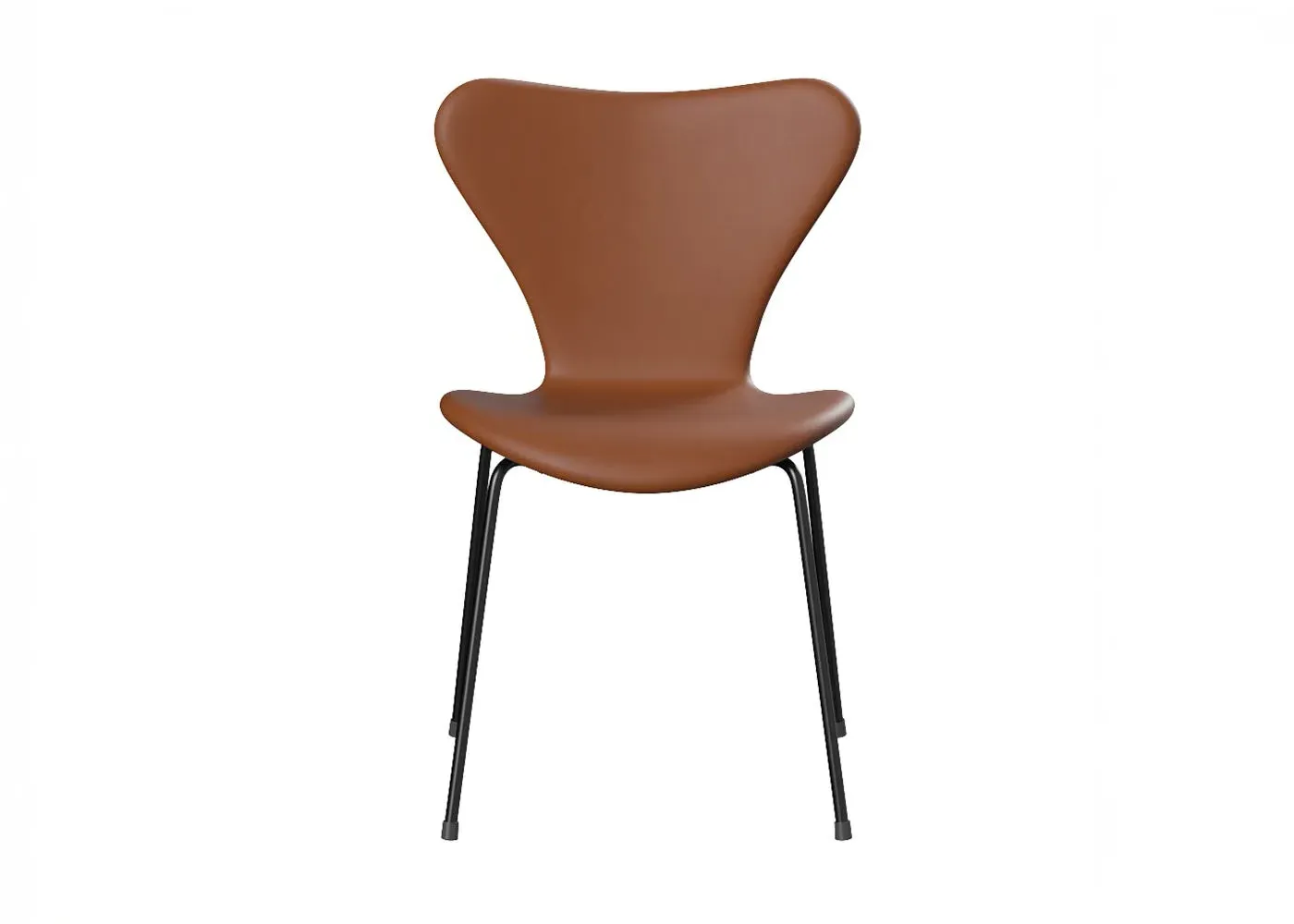 Dining Chair with Black Legs - Brown, Leather