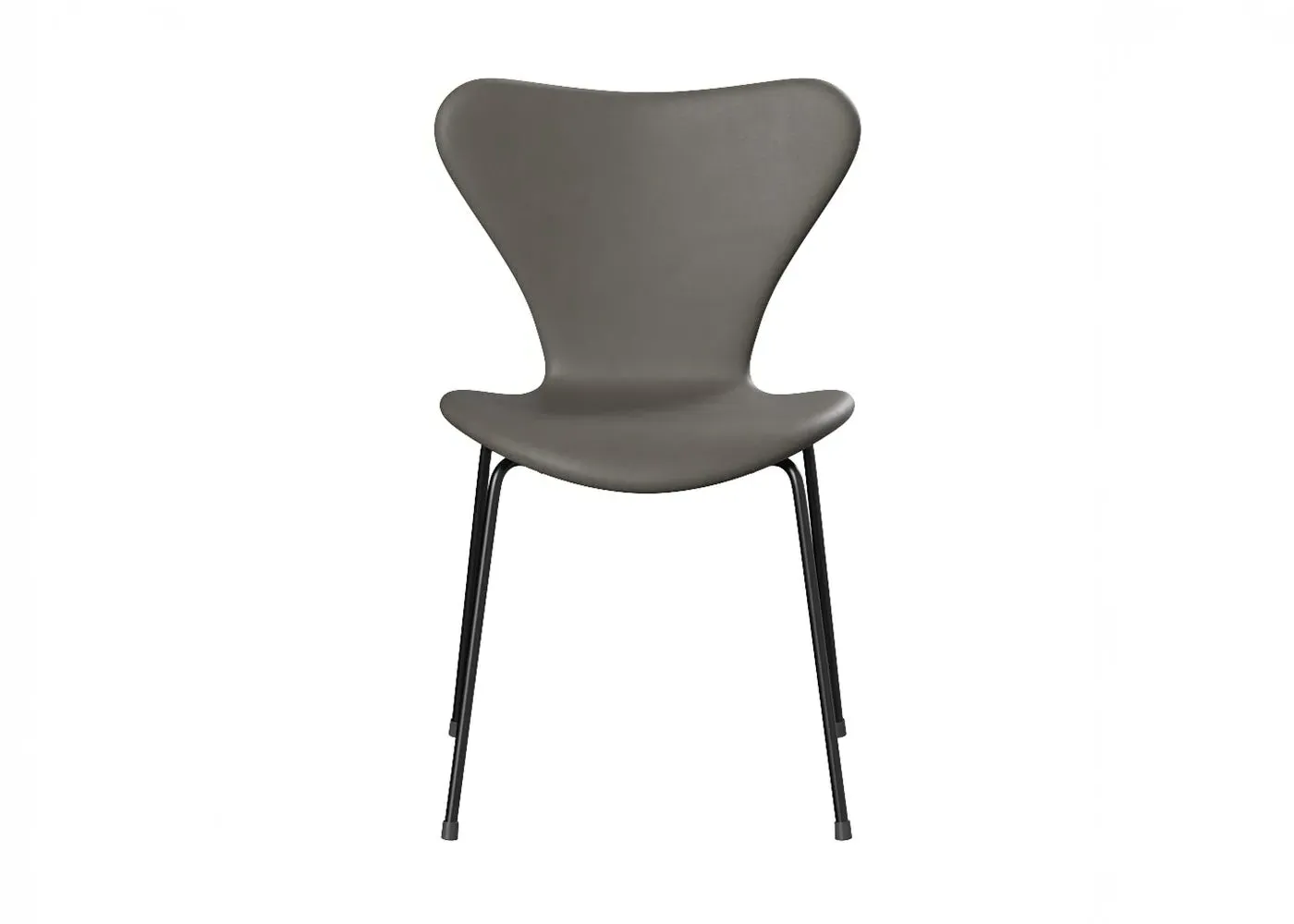 Dining Chair with Black Legs - Grey, Leather
