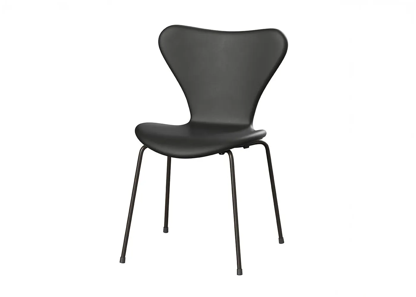 Dining Chair with Bronze Legs - Black, Leather