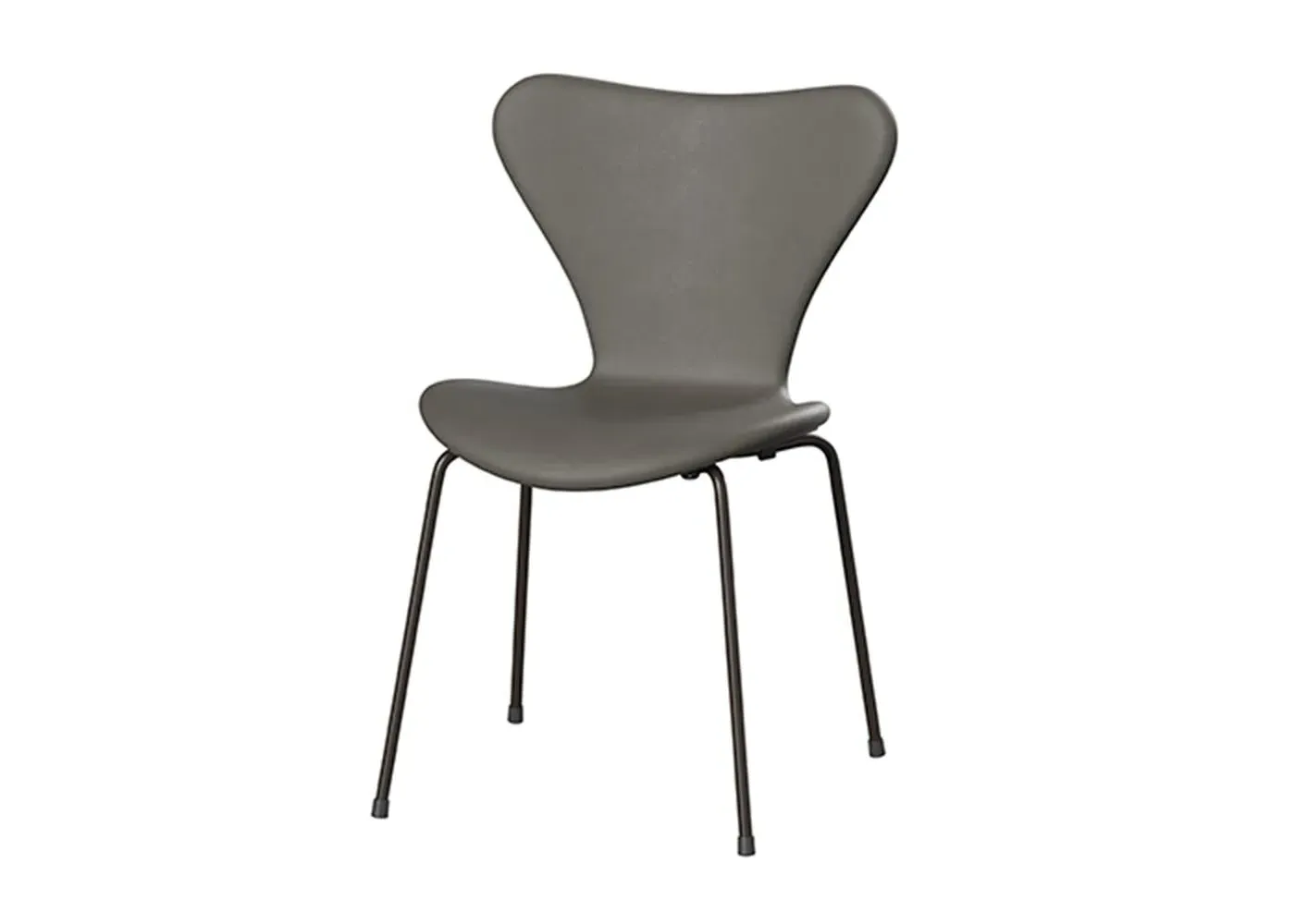 Dining Chair with Bronze Legs - Grey, Leather