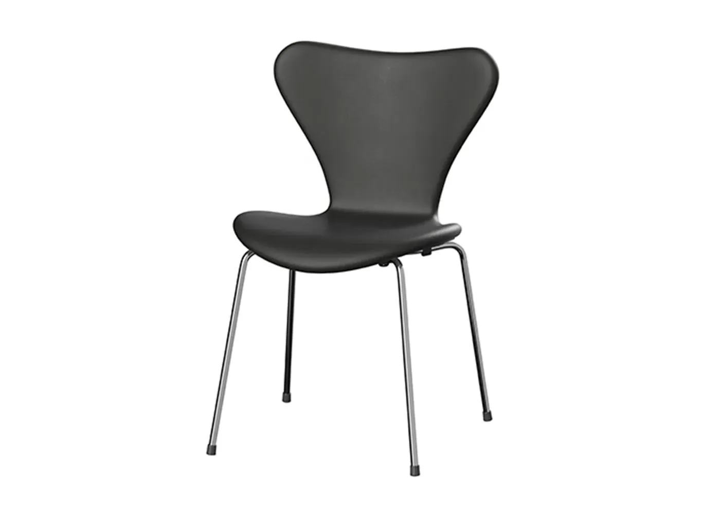 Dining Chair with Chrome Legs - Black, Leather