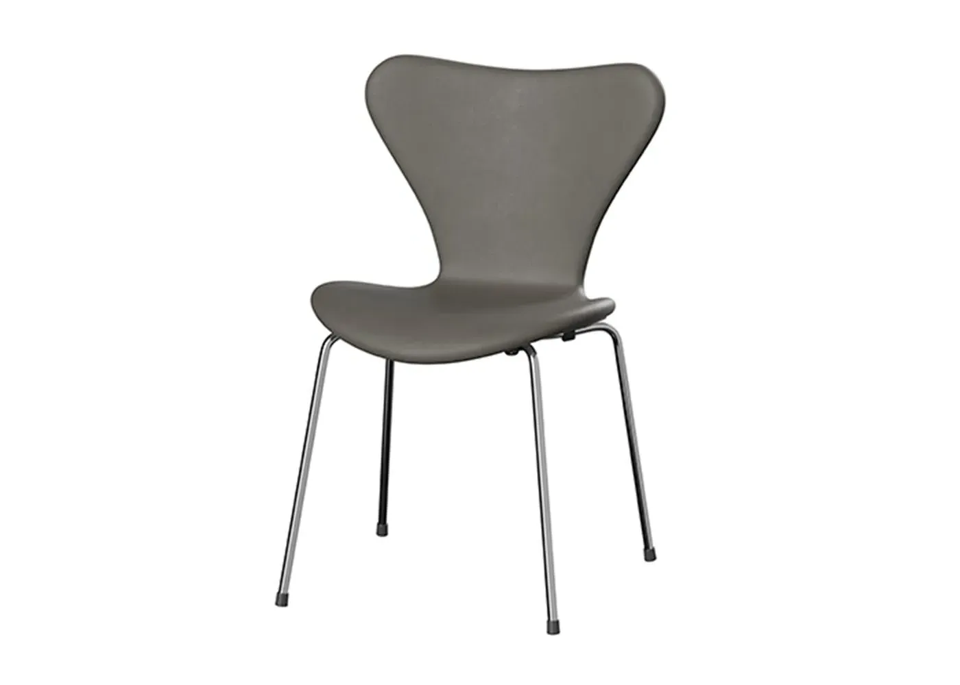 Dining Chair with Chrome Legs - Grey, Leather