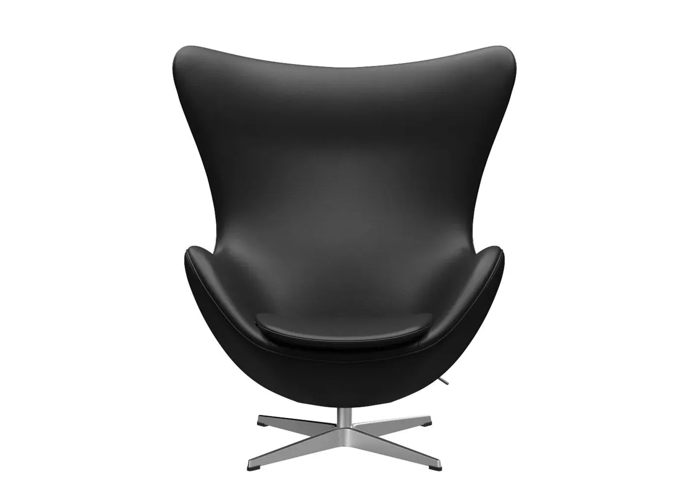Egg Chair with Swivel Base - Black, Leather