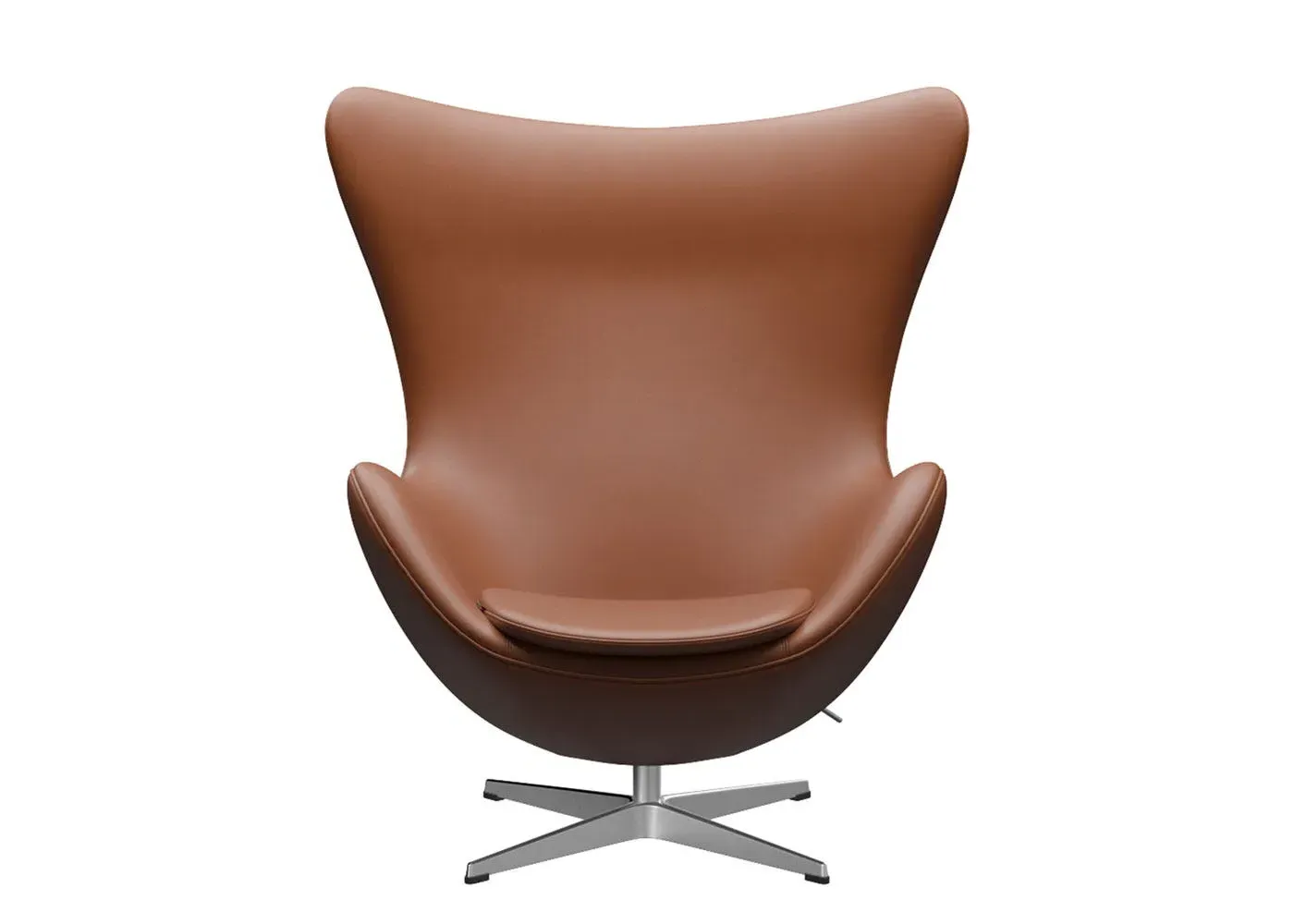Egg Chair with Swivel Base - Camel, Leather