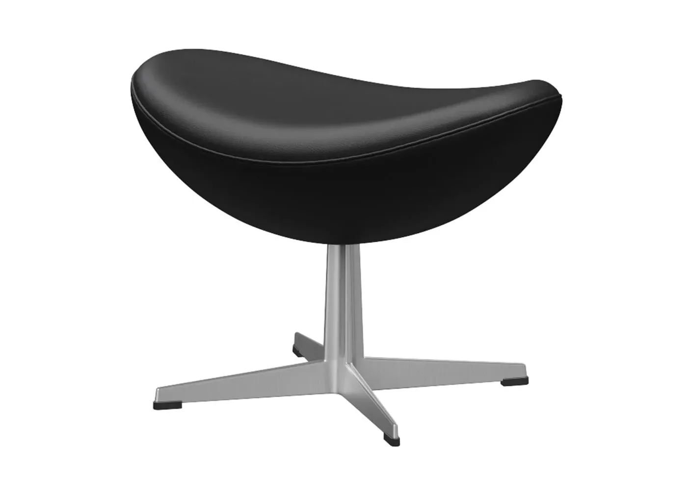 Egg Footstool with Aluminium Legs - Black, Leather