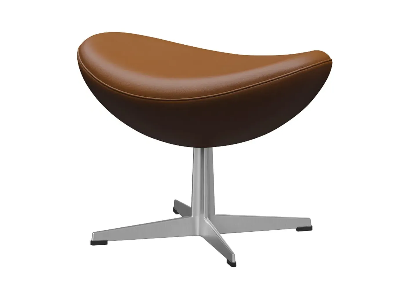 Egg Footstool with Aluminium Legs - Camel, Leather