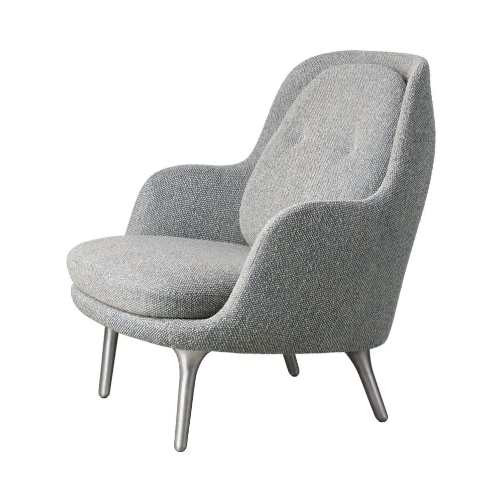 Lounge Chair with Aluminium Legs - Green, Fabric