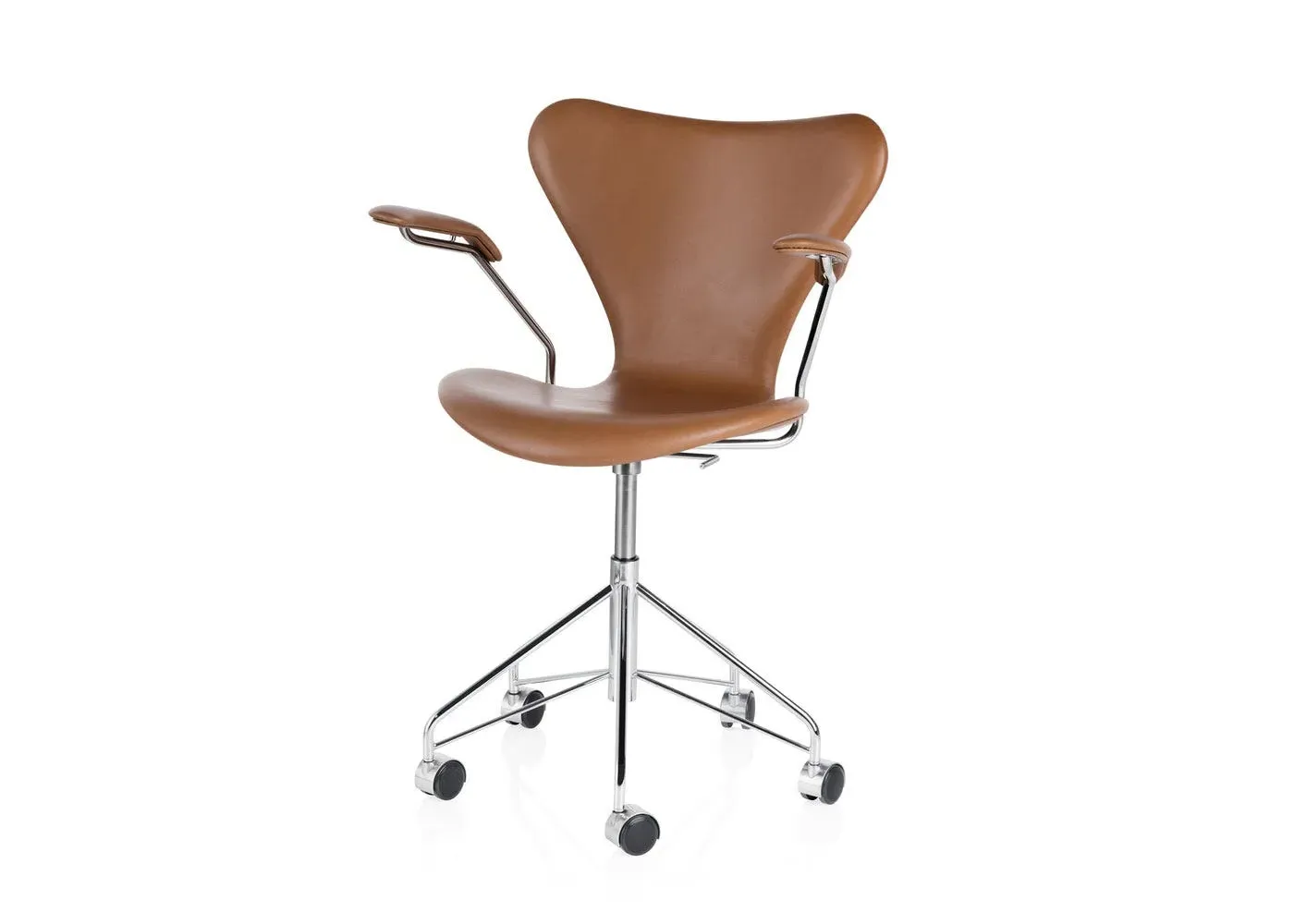Swivel Armchair with Upholstery - Walnut, Leather image