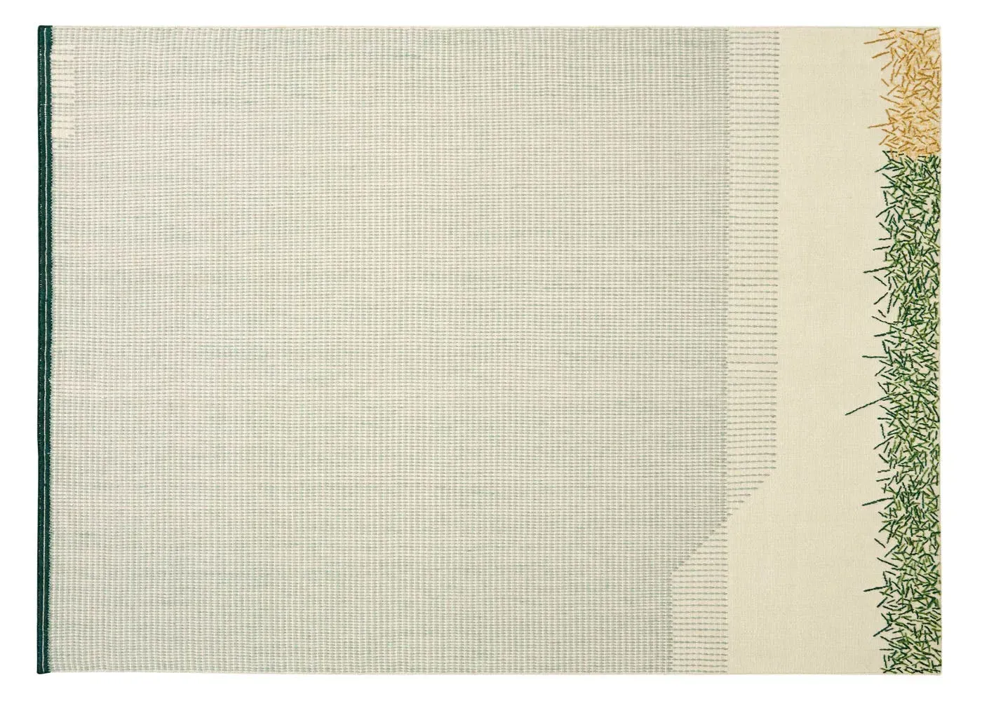 Backstitch Calm Rug - Green, Hand-Stitched image