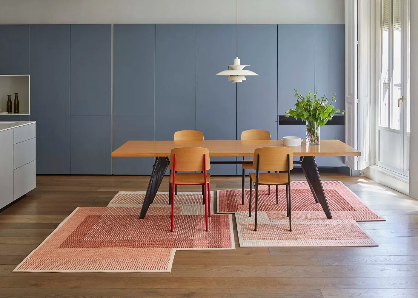 Geometric Area Rug - Coral