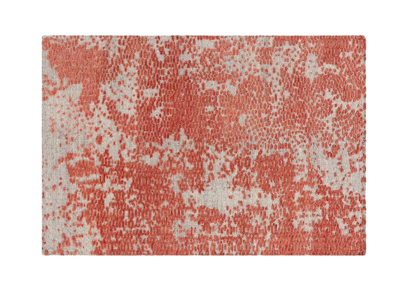 Hand-Knotted Rug with Coral Tufts - Coral image