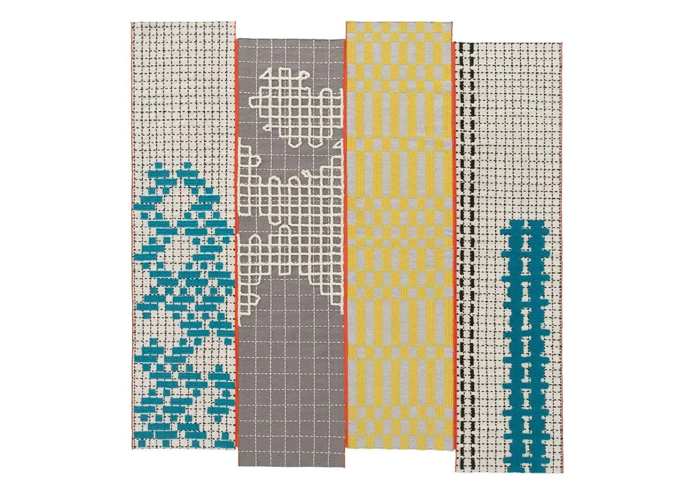 Striped Area Rug Hand-Tufted - Turquoise, Wool image