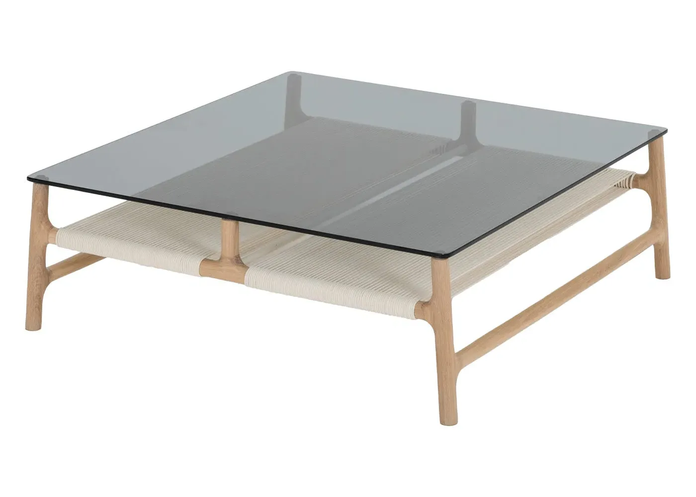Coffee Table with Glass Top - Light Wood, Oak image