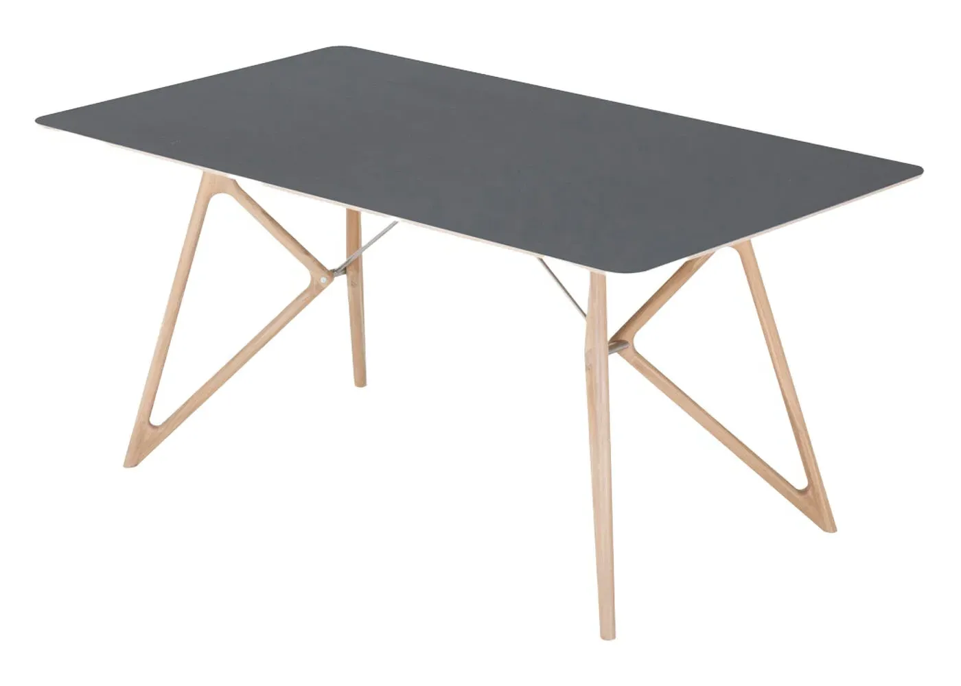 Dining Table with Angled Legs - Nero, Oak
