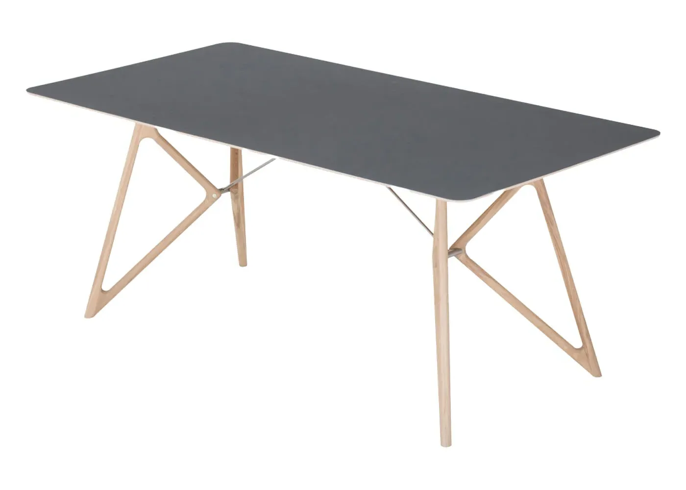 Dining Table with Angled Legs - Nero, Oak