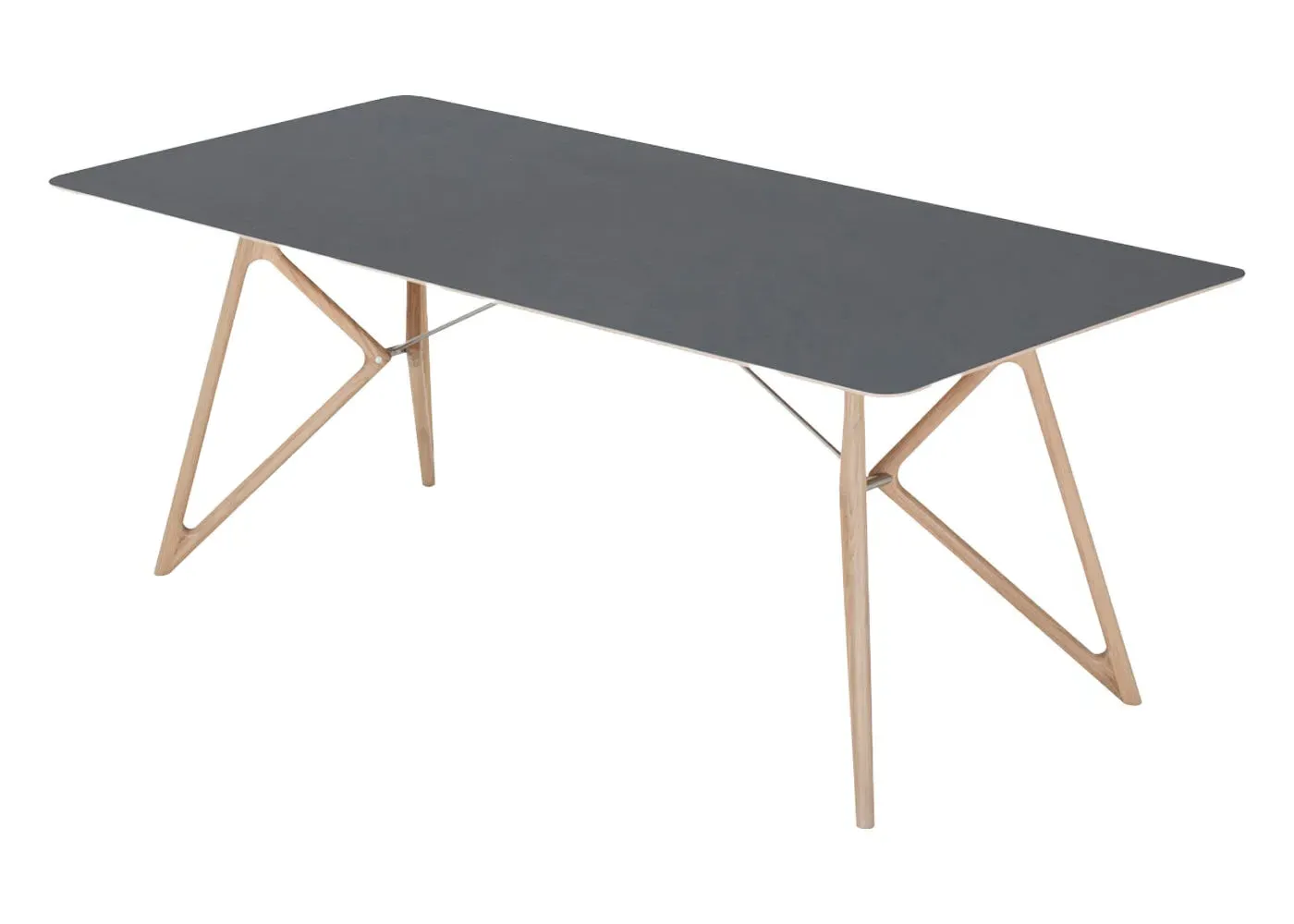 Dining Table with Angled Legs - Nero, Oak