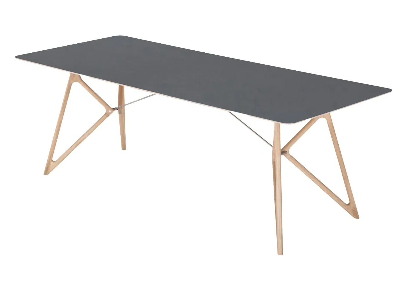 Dining Table with Angled Legs - Nero, Oak