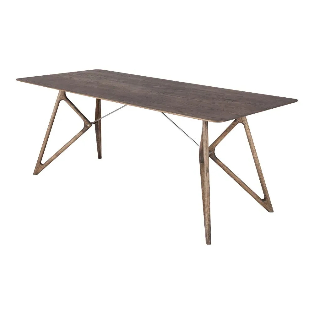 Dining Table with Angled Legs - Smoked, Oak