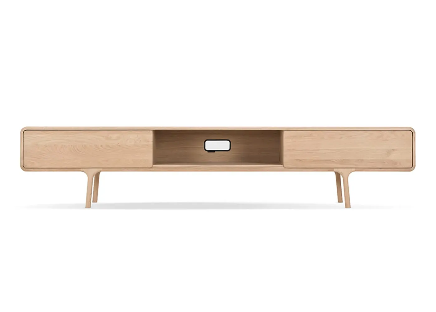 Lowboard AV Unit with Drawers - Light Wood, Oak image