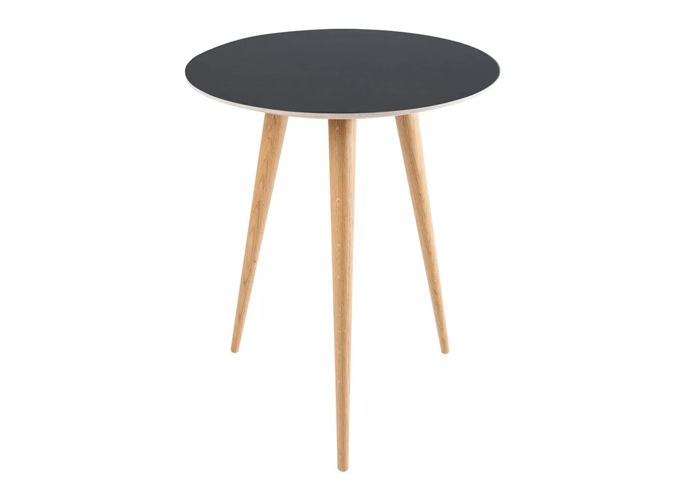 Round Side Table - Black, Oak image