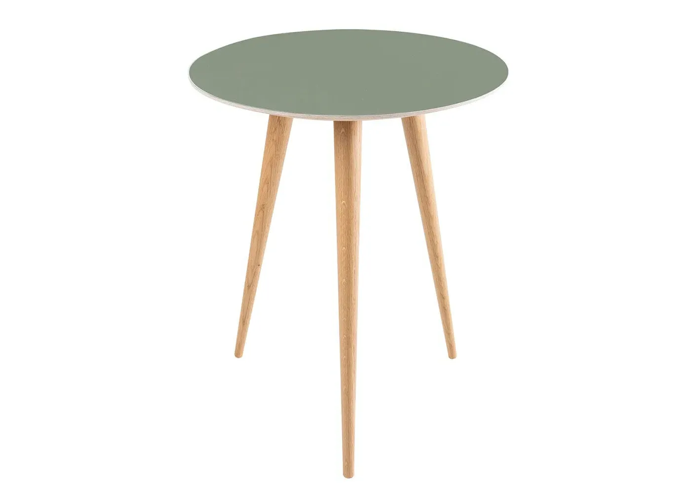 Round Side Table - Green, Oak