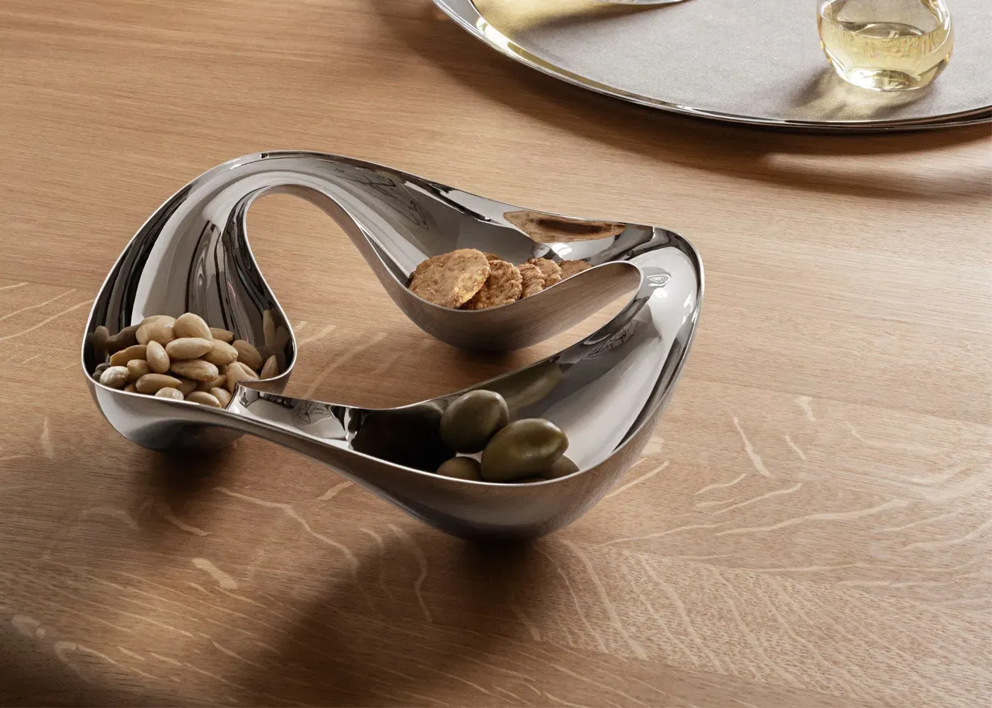 Triple Snack Bowl - Silver