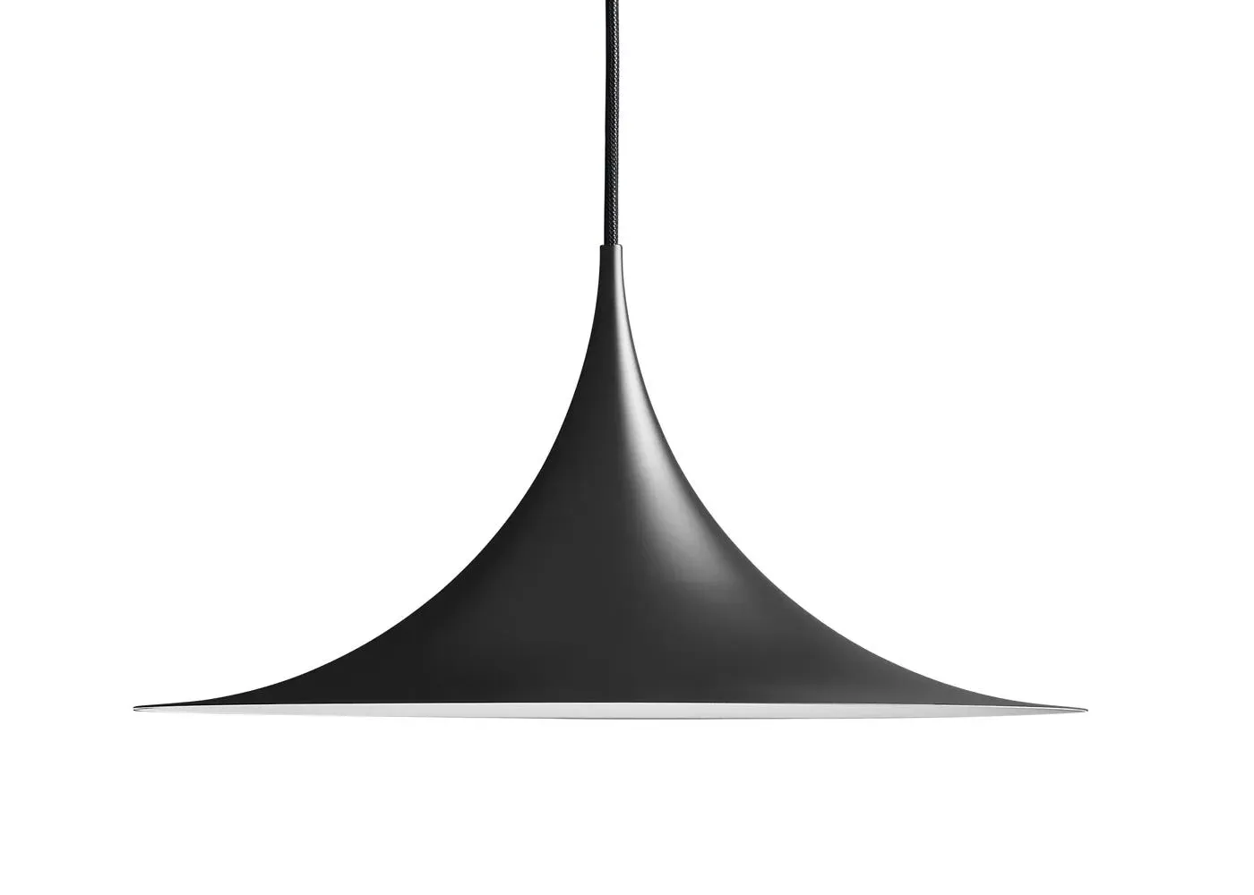 47cm Semi Pendant Light - Matt Black, Metal