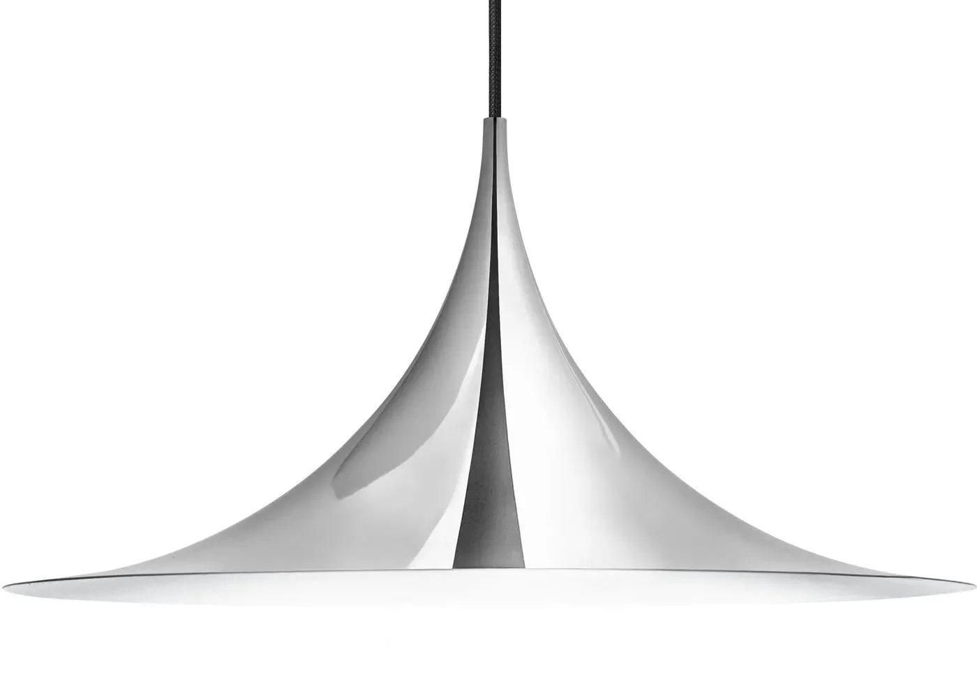 60cm Semi Pendant Light - Chrome, Metal