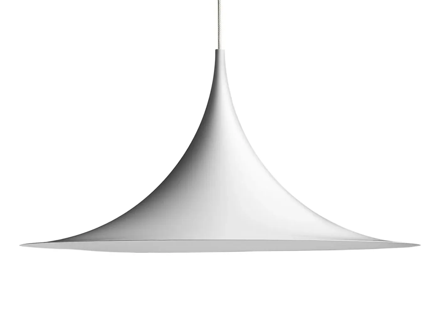 60cm Semi Pendant Light - Matt White, Metal